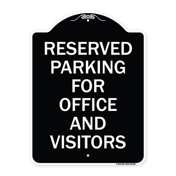 Parking Reserved Parking for Office and Visitors Heavy-Gauge Aluminum Sign, 24" x 18", BW-1824-23360